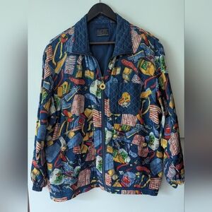 Vintage Mureli Silk Medium Jacket Vacation/ Back To School Print 80's Fashion